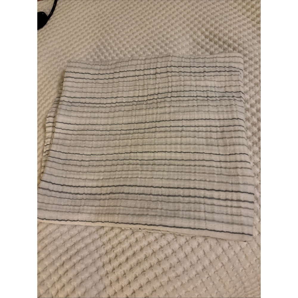 Pottery Barn Kids Neutral Striped Baby Blanket Organic Cotton